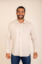 CAMISA MANGA LONGA EM ALGODÃO E LINHO